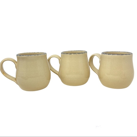 Casey Pottery Set of 3 Mugs. Burgundy Floral Heart Design. Hand Made. Vintage - Picture 2 of 7